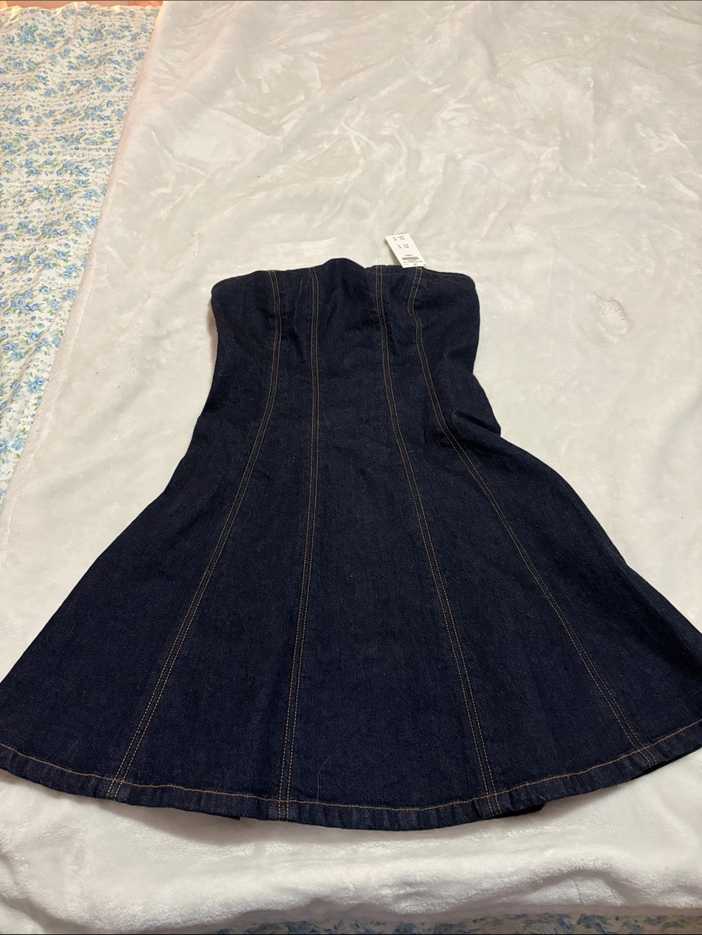 Abercrombie Dark Blue Denim A-Line Skirt - Strapless Style
